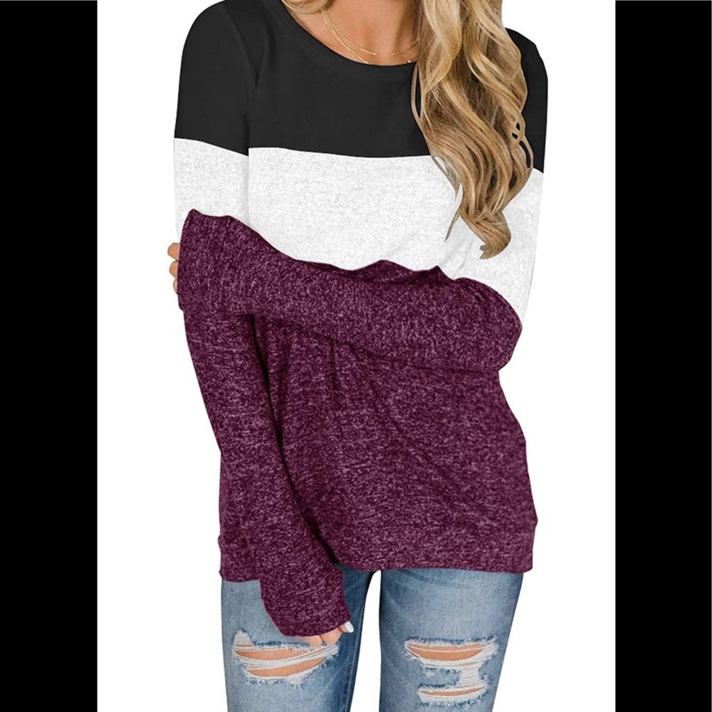 🆕 Beautiful Long sleeve Color block Top